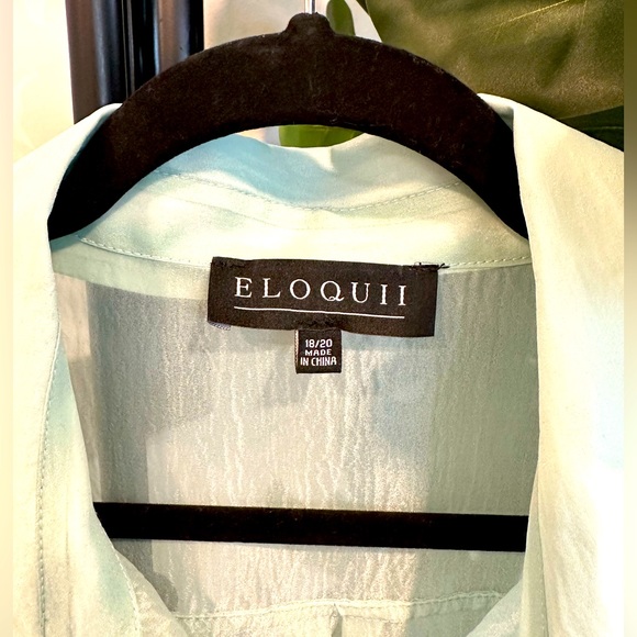 ELOQUII Organza Seafoam/Mint Belted Shirt Dress - Picture 5 of 6